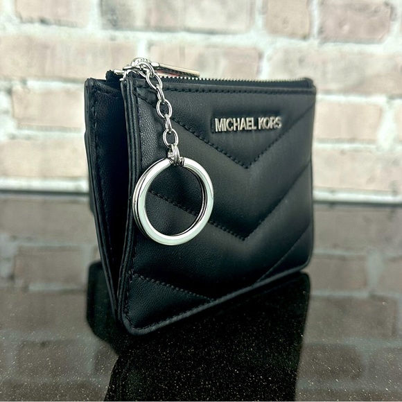 MICHAEL KORS JET SET TRAVEL QUILTED LEATHER SMALL COINPOUCH CARD WALLET BAG $188 - Picture 2 of 6